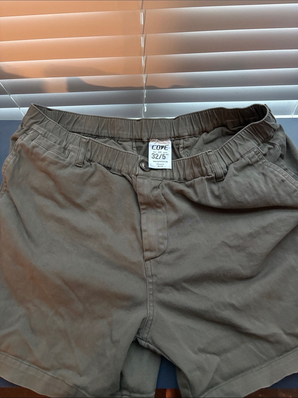 Cove Olive-Brown Elastic Waist Shorts